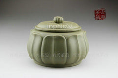 INPHIC-宜興茶韻 精品紫砂茶葉罐 大款綠色蓮花瓣醒茶罐 經典普洱散茶罐