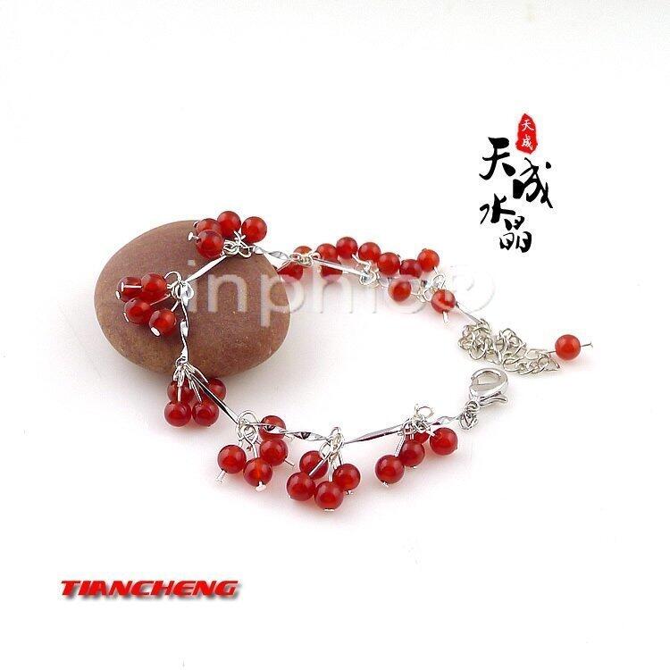 INPHIC-天然水晶 紅瑪瑙4mm圓珠銀鏈手鏈 鴻運當頭 簡約時尚 唯美靚麗款