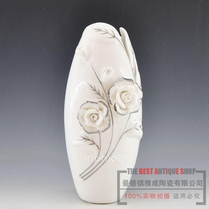 INPHIC-工藝品 家居擺飾 陶瓷器花瓶 銀花G白色簡約歐式