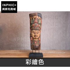 INPHIC-桌面裝飾泰國擺設木雕擺飾家居佛頭浮雕裝飾品佛像藝品-彩繪色