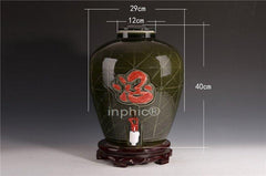 INPHIC-景德鎮三十斤青花陶瓷酒瓶 30斤密封酒罈 空酒具 財如泉湧壇子