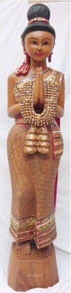 INPHIC-東南亞 家居飾品 泰國風格 泰式木雕 擺飾 工藝品 1.55米 迎賓女