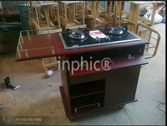 INPHIC-自動餐車 雙頭煮餐車(銅木)服務車 鮑魚車雙頭煮餐車