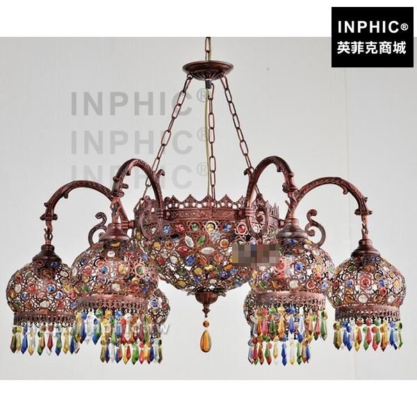 INPHIC-水晶複式別墅復古吊燈彩色東南亞客廳波西米亞