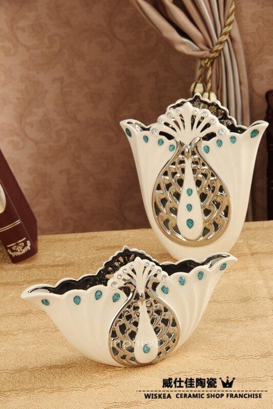 INPHIC-新款歐式白瓷鑲鑽花瓶 後現代家居擺設裝飾品 工藝品瓷器擺飾