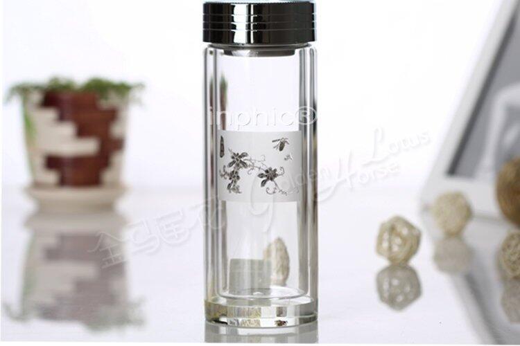 INPHIC-水晶工藝 雙層玻璃杯濾網帶蓋透明玻璃花茶杯水杯