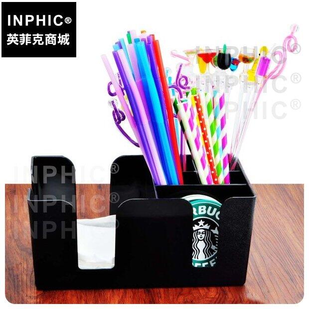 INPHIC-吸管盒黑色紙巾多用塑膠吧臺杯墊