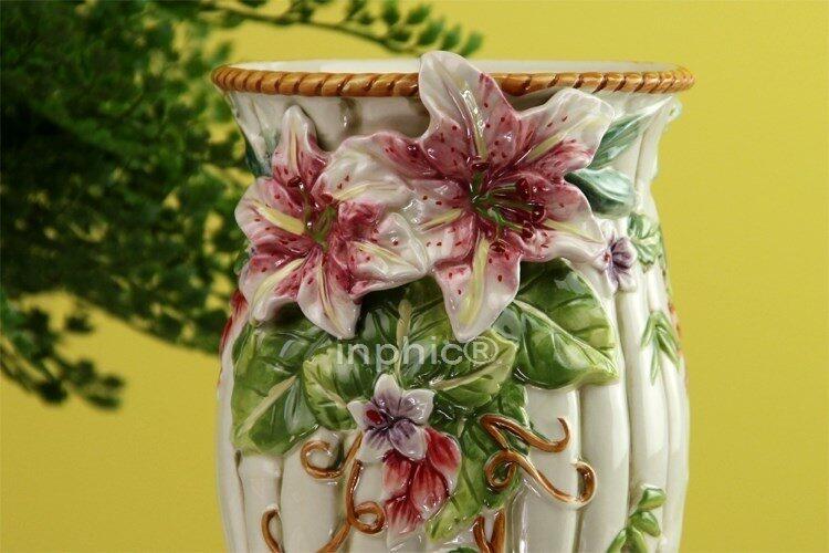 INPHIC-歐式田園 百合富貴竹 手繪陶瓷 花瓶花器擺飾家居