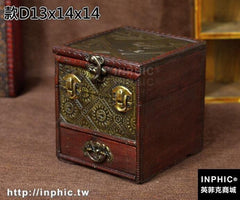 INPHIC-木質仿古首飾盒梳妝盒帶鏡做舊木盒古董收納盒拍攝道具創意禮物-款D13X14X14