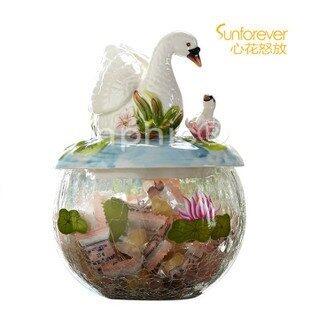 INPHIC-手繪陶瓷天鵝白鵝餅幹罐子糖果罐零食點心罐方糖盒