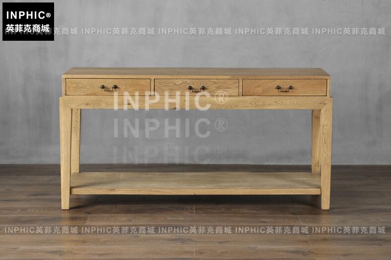 INPHIC-北歐套幾組合 法美式鄉村簡約客廳沙發邊櫃玄關三抽靠牆桌-C款