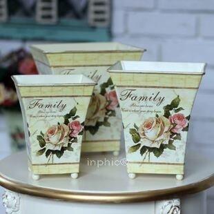 INPHIC-歐式鐵皮手繪花桶 仿真花花器家居飾品花桶花插工藝品主臥擺飾