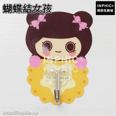 INPHIC-強力黏膠掛鉤魔力貼吸壁掛衣鉤廚房門後掛鉤無痕掛鉤牆壁黏鉤釘鉤-兩入-蝴蝶結女孩
