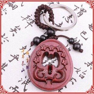 INPHIC-開光紅檀木桃花斧桃木鑰匙掛項墜 生肖馬開運物