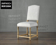 INPHIC-北歐橡木休閒餐椅 法美式鄉村簡約棉麻布藝客廳家具書房椅-A款