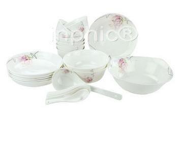 INPHIC-骨瓷中餐具套裝22頭聖妝6人份餐具套件餐碗套裝餐具