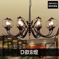 INPHIC-複古餐廳鐵藝裝飾藝術工業風吧臺吊燈火鍋店燈具-D款8燈