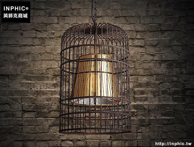 INPHIC- 中式鐵藝餐廳酒吧復古中國風創意吧臺茶樓茶館個性鳥籠吊燈-黑色中款