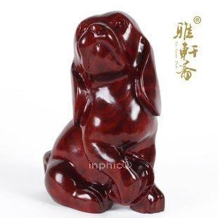 INPHIC-木雕旺財狗擺飾紅木工藝品 可愛生肖狗