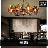 INPHIC-餐廳工業風吊燈鐵藝羽毛裝飾懷舊複古服裝店吧臺酒吧燈具-單層