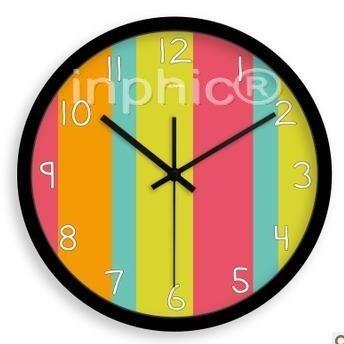 INPHIC-超靜音錶 時鐘 14吋亮麗彩色條紋