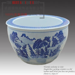 INPHIC-陶瓷器 大青花山水魚缸水族箱 創意 生態 時尚 工藝品擺