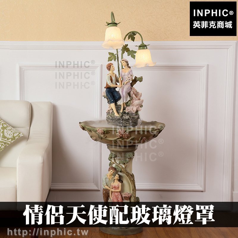INPHIC-開運 歐式裝飾假山流水風水球造景開業風水輪加濕器開運招財風水流水噴泉情侶天使配玻璃燈罩