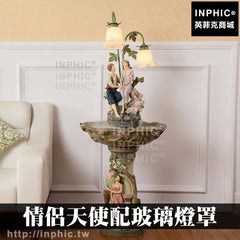 INPHIC-開運 歐式裝飾假山流水風水球造景開業風水輪加濕器開運招財風水流水噴泉情侶天使配玻璃燈罩