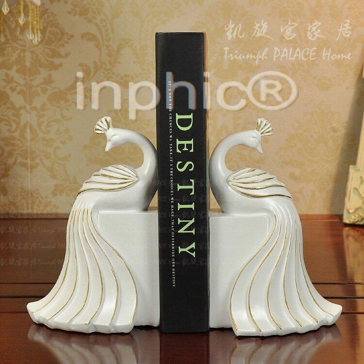 INPHIC-歐式美式田園鄉村外貿古典復古孔雀書靠書檔書立裝飾擺件法式仿舊