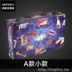 INPHIC-復古老式木箱手提箱裝飾收納箱皮箱拍攝道具櫥窗英倫酒吧-A款小款