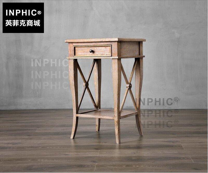 INPHIC-法式復古雕花角櫃 歐美式鄉村風橡木沙發電話 玄關櫃