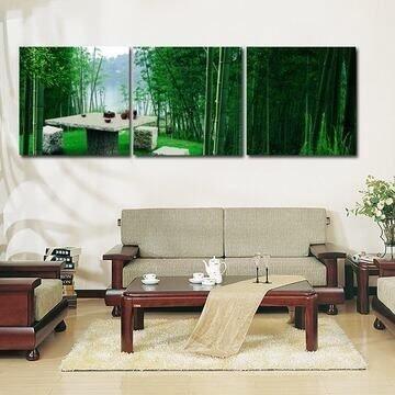 INPHIC-客廳風景畫 現代畫 掛飾 無框畫 裝飾畫三聯畫無框書房 綠色竹子
