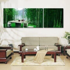 INPHIC-客廳風景畫 現代畫 掛飾 無框畫 裝飾畫三聯畫無框書房 綠色竹子