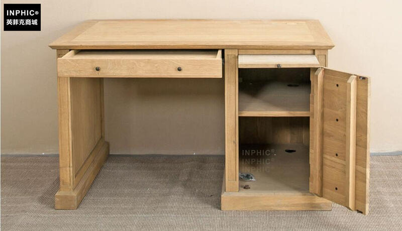 INPHIC-歐式奢華橡木書桌 帶抽屜收納桌上型電腦櫃 雙人家庭辦公桌寫字臺