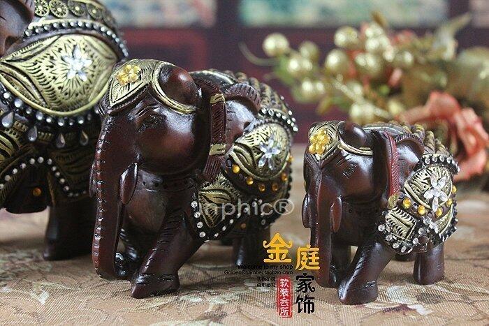 INPHIC-開運 吉祥三寶富貴象 大象工藝品家居擺設 酒櫃裝飾品擺件 禮物(一組)