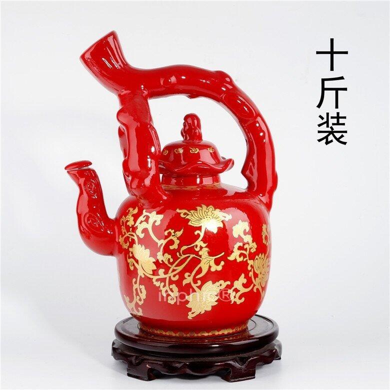 INPHIC-景德鎮十斤青花陶瓷酒瓶 10斤密封酒罈 空酒具 龍鳳黃色提梁壺