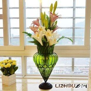 INPHIC-鐵藝落地玻璃花瓶 地中海花器擺設 臥室擺飾品花瓶 創意