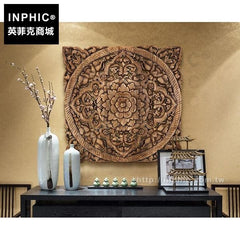 INPHIC-掛飾蓮花樣板間木雕雕花板東南亞藝品泰國酒店牆飾
