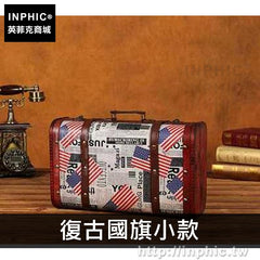 INPHIC-木箱道具皮箱復古仿古收納箱裝飾歐式老式櫥窗手提箱拍攝木質-復古國旗小款