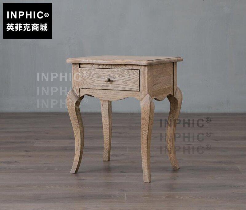 INPHIC-歐式簡約復古橡木床頭櫃 美法式家具實木收納儲物角櫃