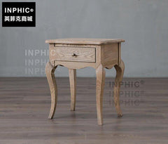 INPHIC-歐式簡約復古橡木床頭櫃 美法式家具實木收納儲物角櫃