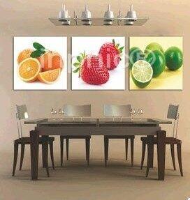 INPHIC-歐式牆畫三聯畫現代簡約餐廳裝飾畫水果家居無框畫壁畫