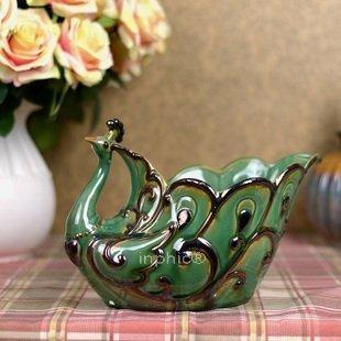 INPHIC-罕見 唯美北歐風格陶瓷家居裝飾品 雜物盆花瓶收納多用 孔雀開屏
