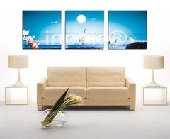 INPHIC-三聯風景大海動物白鷺客廳臥室書房家居裝飾無框畫壁畫掛畫牆畫鐘