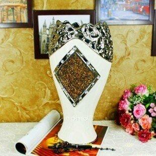 INPHIC-新款地中海 歐式奢華陶瓷花瓶 鑲鑽玻璃裝飾花器 家居工藝品擺飾