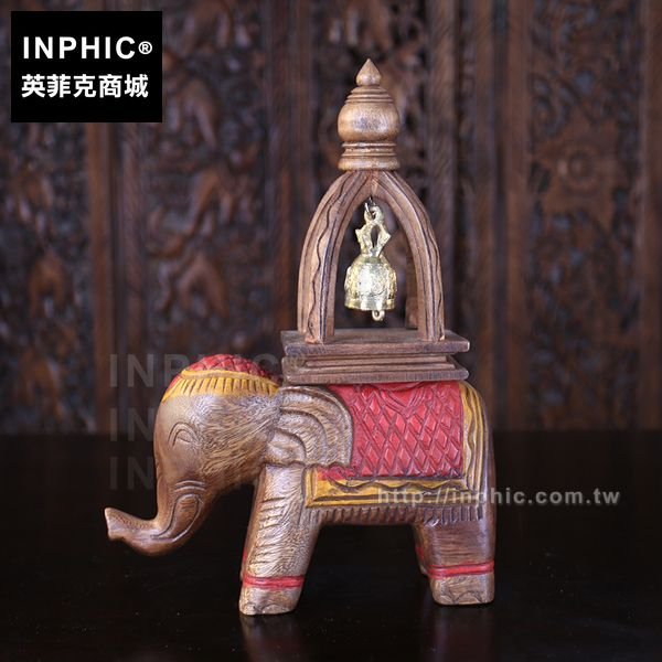 INPHIC-樣板房木雕大象風鈴裝飾品東南亞客廳擺飾別墅泰國