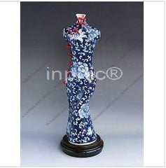 INPHIC-青花勾滕牡丹唐裝旗袍 陶瓷藝術擺飾居家裝飾品 精致