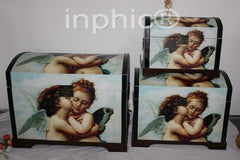 INPHIC-歐式風格家居飾品 特色木製仿舊大箱子古董箱 儲物箱3件套