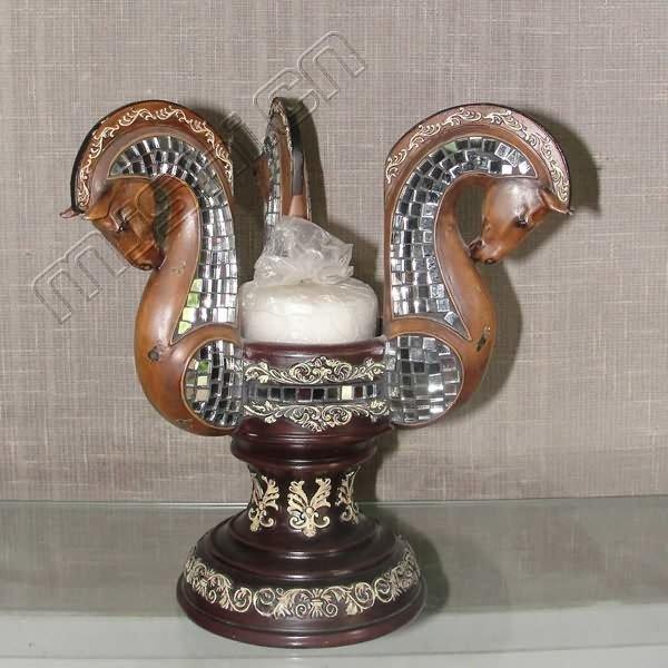 INPHIC-傢俱飾品動物裝飾斑駁效果三馬頭果盤