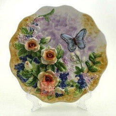 INPHIC-蝶戀花 浮雕黃玫瑰 陶瓷掛盤 裝飾盤看盤 擺設